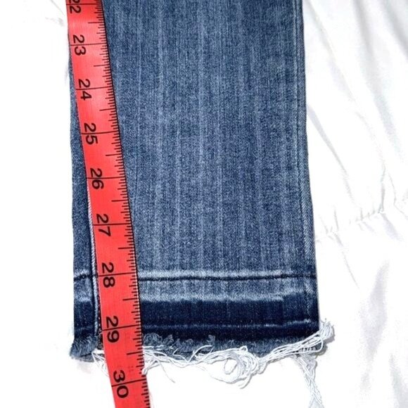 Express High Rise Legging Jeans Size 4 Medium Wash Distressed Hem Womens Denim - Picture 11 of 11